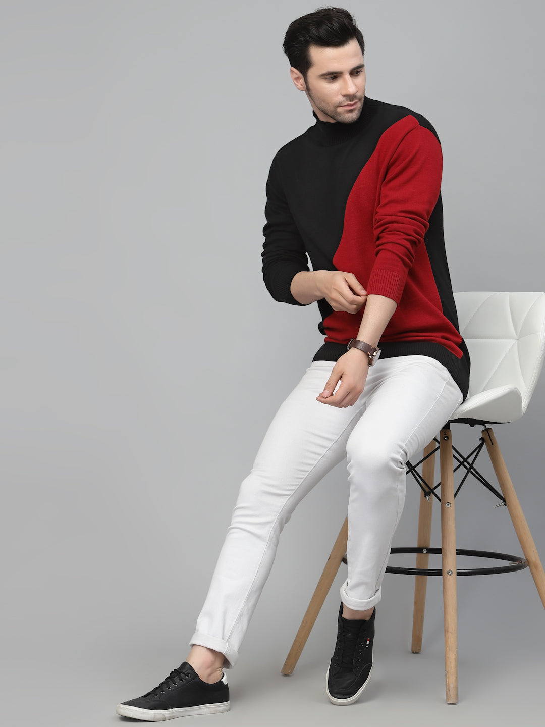 Style Quotient Men Black Colourblocked Sweatshirt-Men's Sweatshirts-StyleQuotient