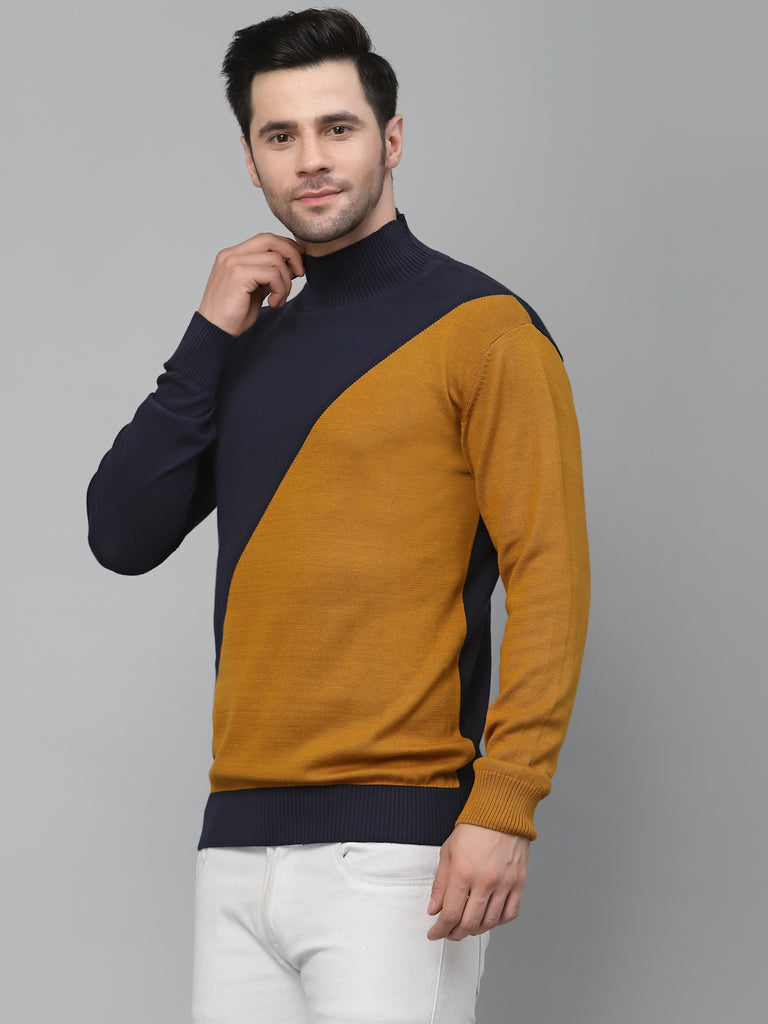 Style Quotient Men Blue Colourblocked Sweatshirt-Men's Sweatshirts-StyleQuotient