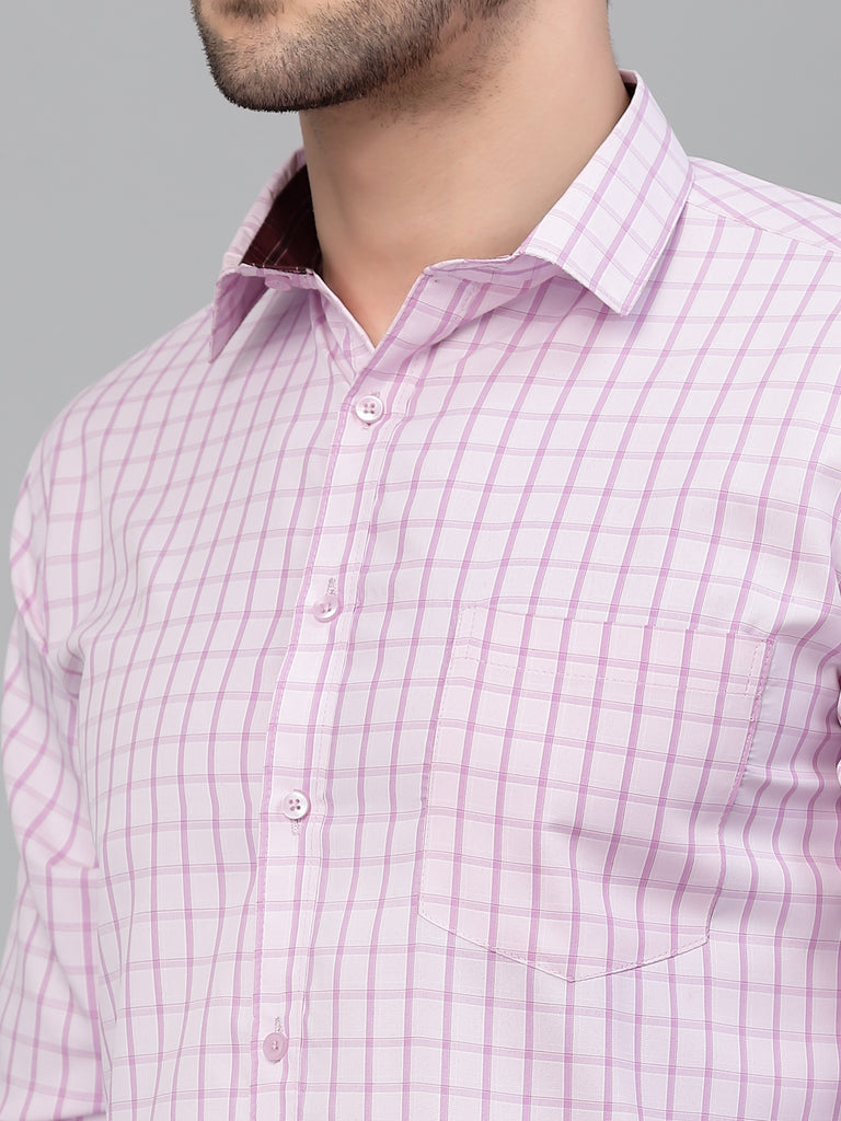 Style Quotient Men Pink Tattersall Checked Polycotton Regular Fit Formal Shirt-Mens Shirt-StyleQuotient
