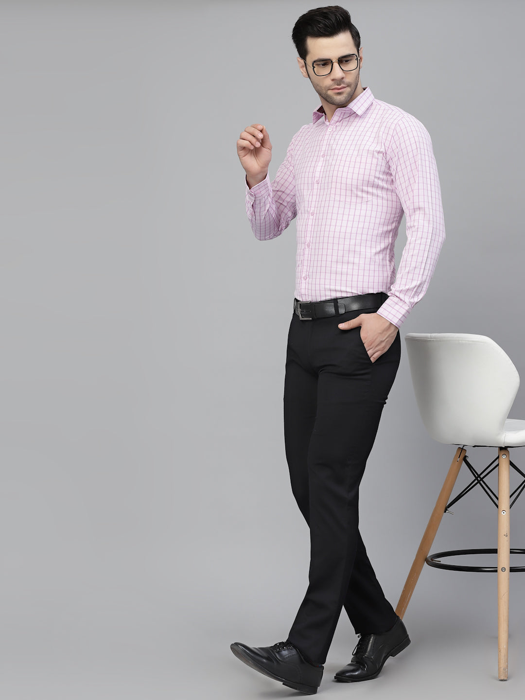 Style Quotient Men Pink Tattersall Checked Polycotton Regular Fit Formal Shirt-Mens Shirt-StyleQuotient