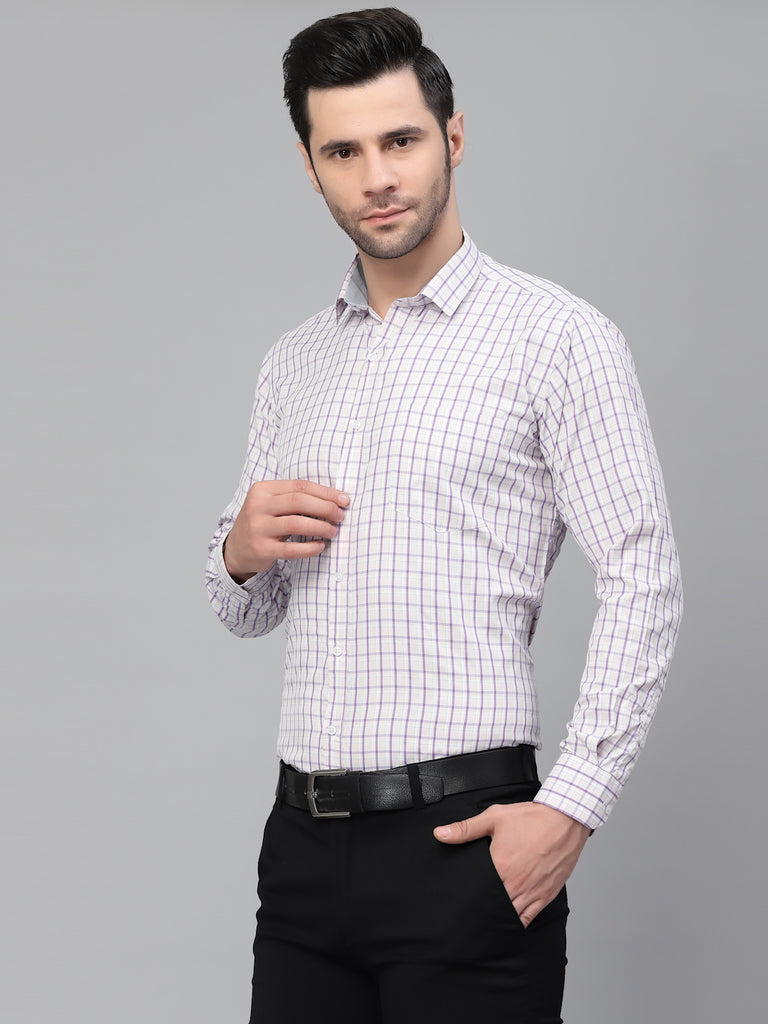 Style Quotient Men Pink And Blue Tattersall Checked Polycotton Regular Fit Formal Shirt-Mens Shirt-StyleQuotient