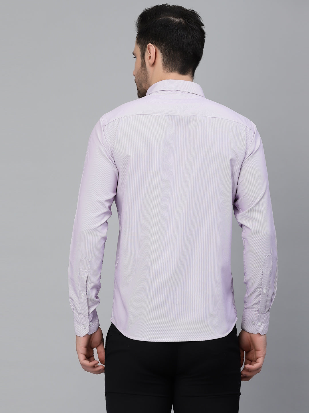 Style Quotient Men Lilac Pencil Striped Polycotton Regular Fit Formal Shirt-Mens Shirt-StyleQuotient