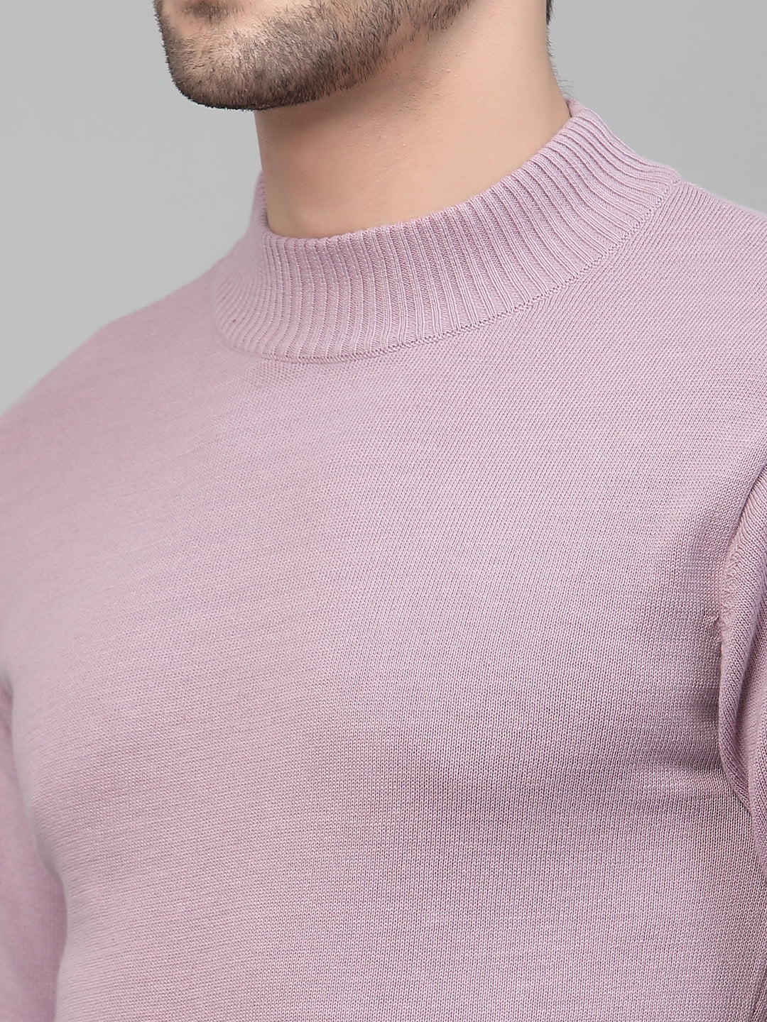 Style Quotient Men Solid Lilac Knitted Regular Sweatshirt-Men's Sweatshirts-StyleQuotient