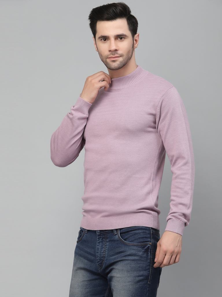 Style Quotient Men Solid Lilac Knitted Regular Sweatshirt-Men's Sweatshirts-StyleQuotient