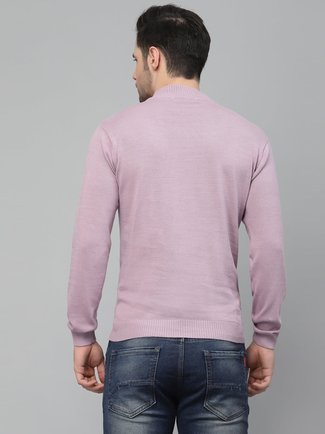 Style Quotient Men Solid Lilac Knitted Regular Sweatshirt-Men's Sweatshirts-StyleQuotient