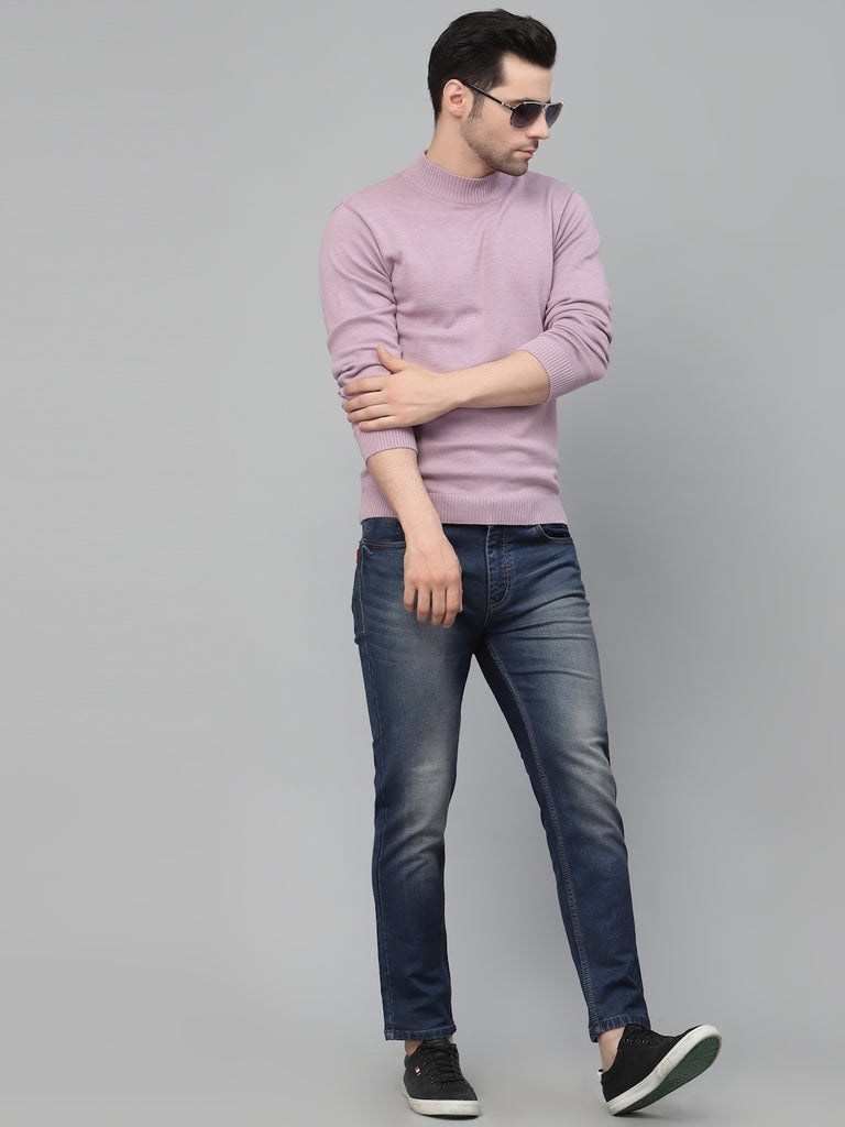 Style Quotient Men Solid Lilac Knitted Regular Sweatshirt-Men's Sweatshirts-StyleQuotient