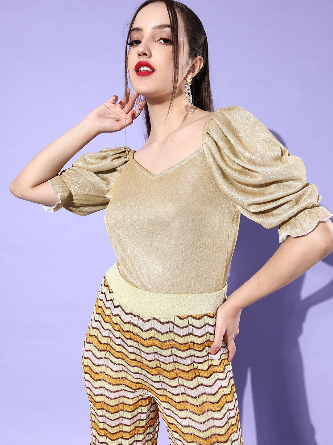 Style Quotient Women Beige Sweetheart Neck Top-Tops-StyleQuotient