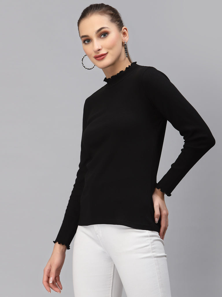 Style Quotient Woman Solid High Neck Top-Tops-StyleQuotient