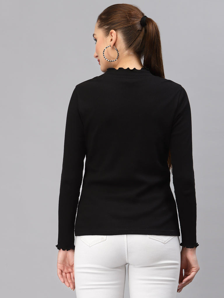 Style Quotient Woman Solid High Neck Top-Tops-StyleQuotient