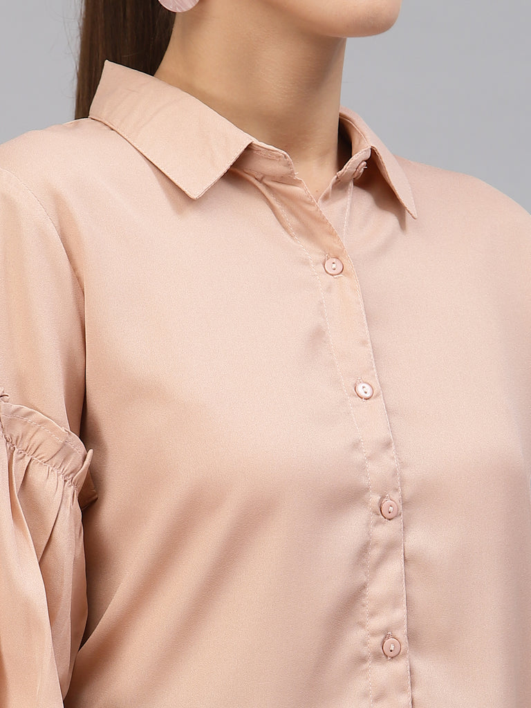 Style Quotient Women Solid Nude Polymoss Regular Formal Shirt-Shirts-StyleQuotient