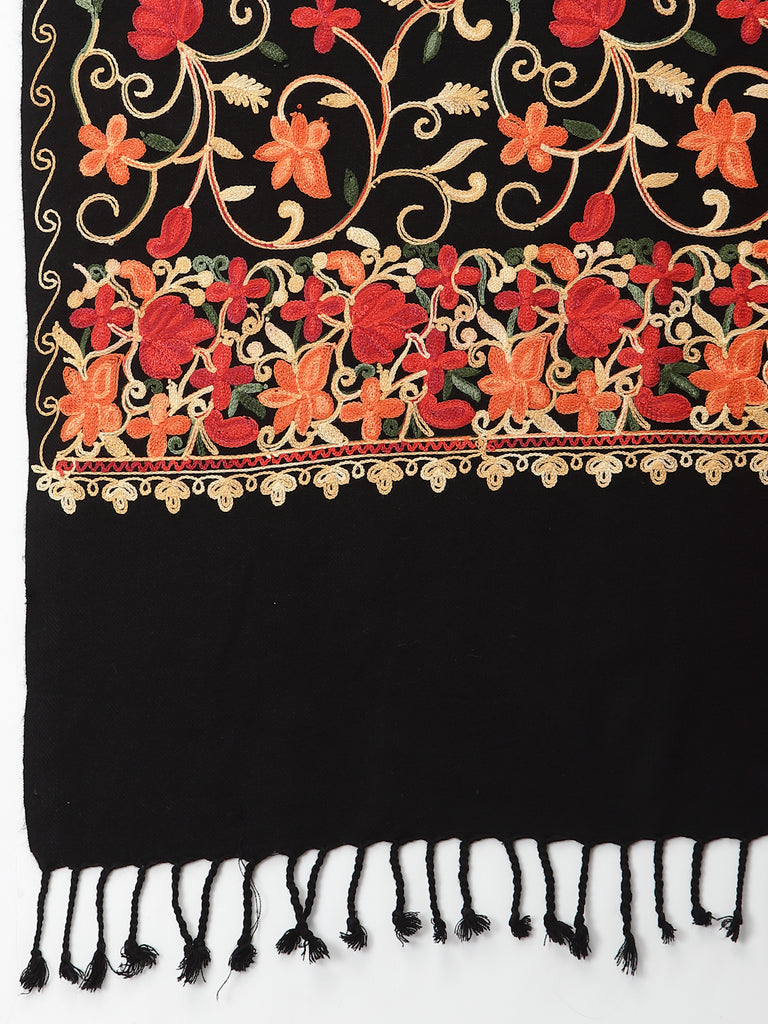 Style Quotient Women Black Embroidered Shawl-Shawl-StyleQuotient