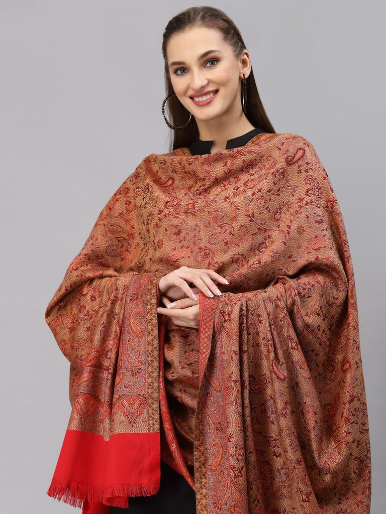Style Quotient Women Red Woven-Design Shawl-Shawl-StyleQuotient