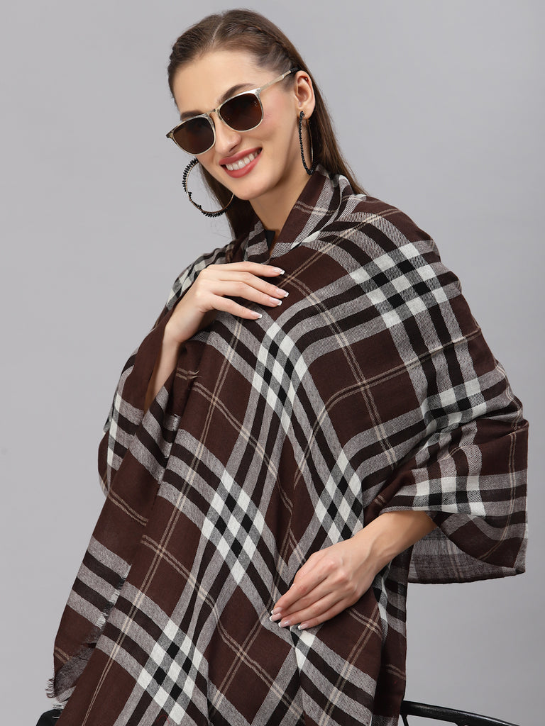 Style Quotient Women Brown Checked Shawl-Shawl-StyleQuotient