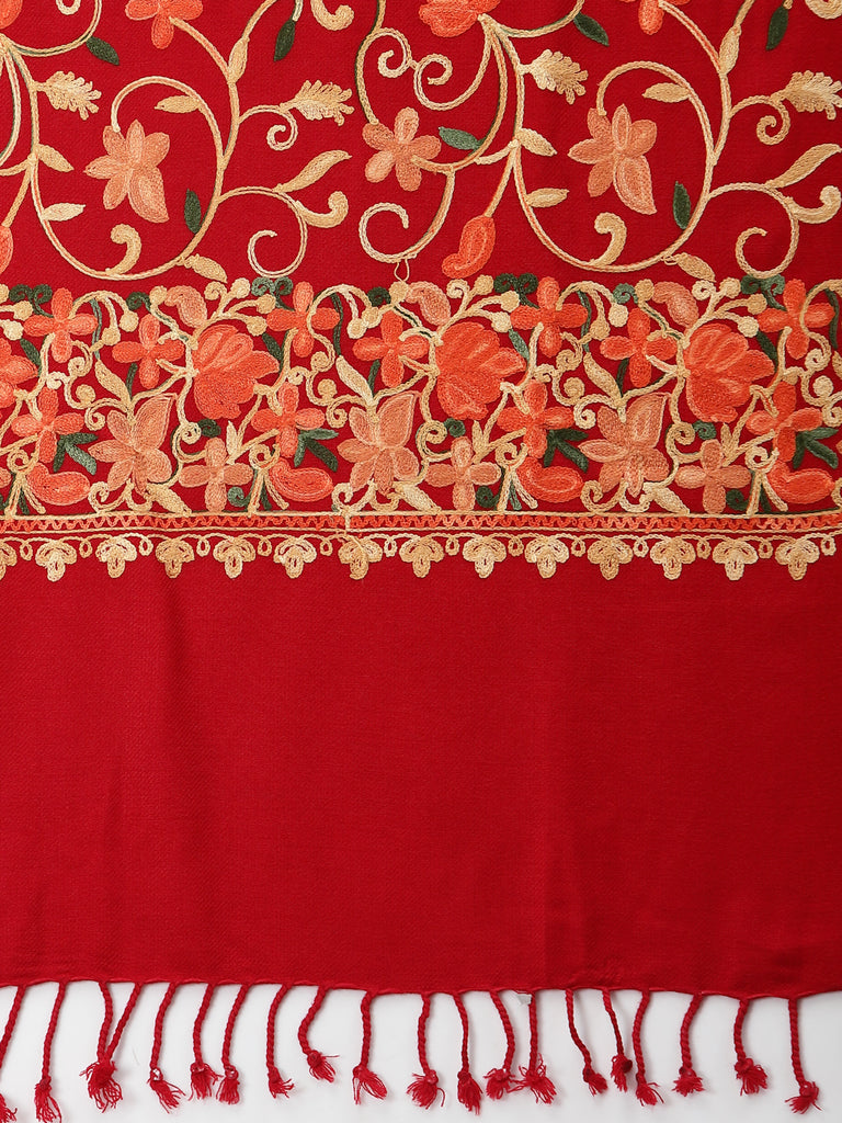 Style Quotient Women Red & Beige Woven Design Shawl-Shawl-StyleQuotient