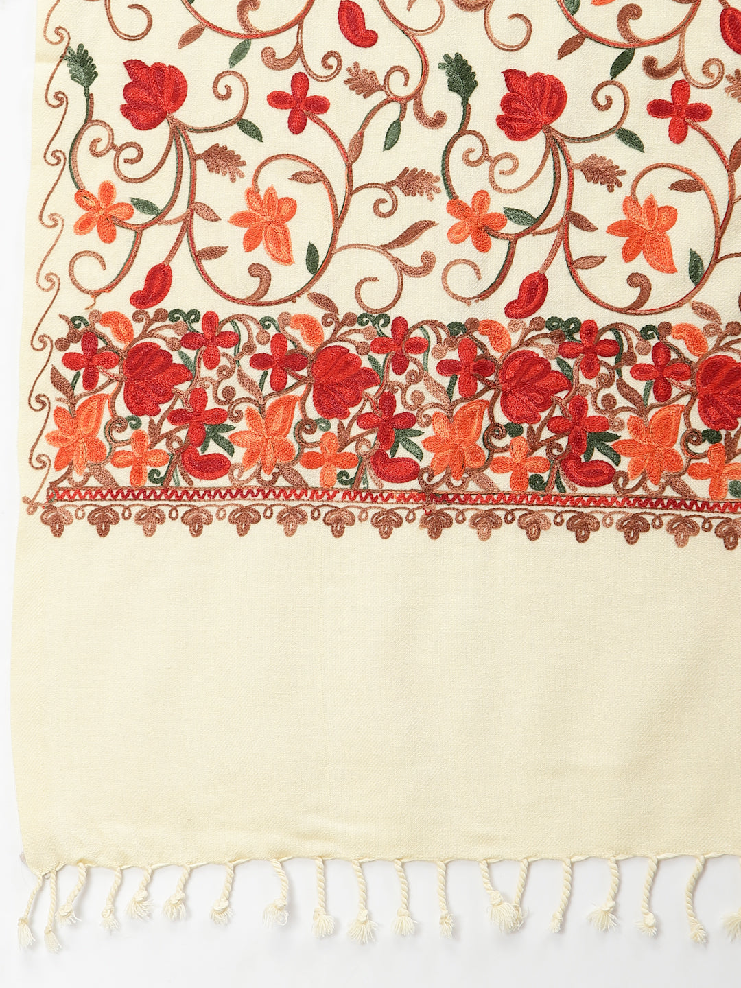 Style Quotient Women Off-White Floral Embroidered Shawl-Shawl-StyleQuotient