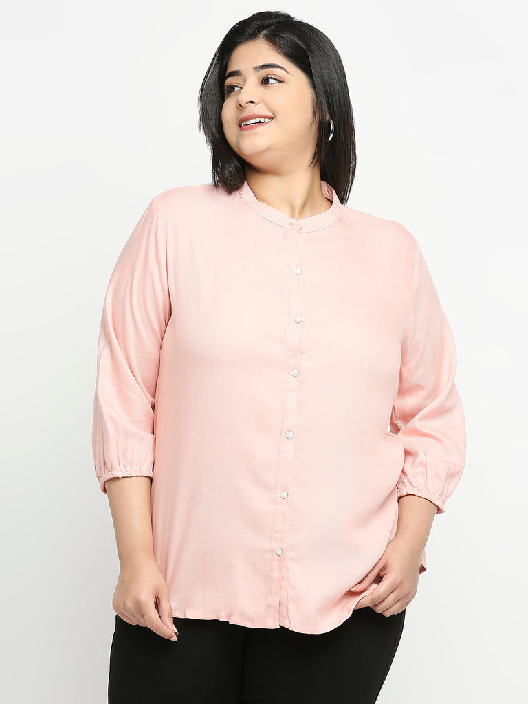 Style Quotient Plus Women Solid Nude Viscose Rayon Formal Shirt-Shirts-StyleQuotient