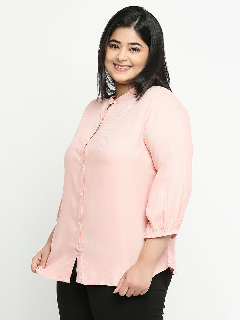Style Quotient Plus Women Solid Nude Viscose Rayon Formal Shirt-Shirts-StyleQuotient