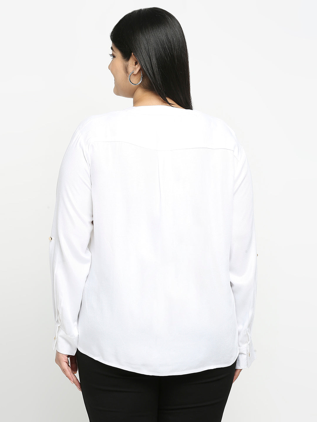 Style Quotient Women White Solid Plus Size Shirts-Shirts-StyleQuotient