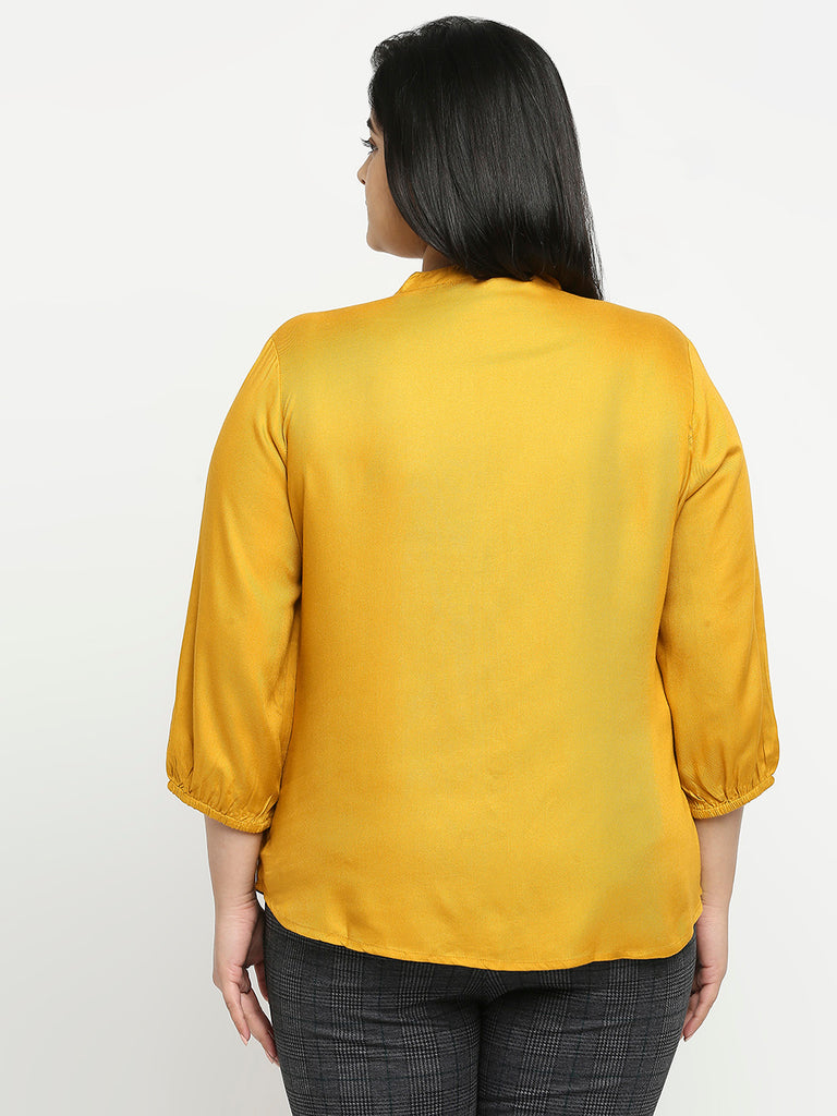 Style Quotient Plus Women Solid Mustard Viscose Rayon Formal Shirt-Shirts-StyleQuotient
