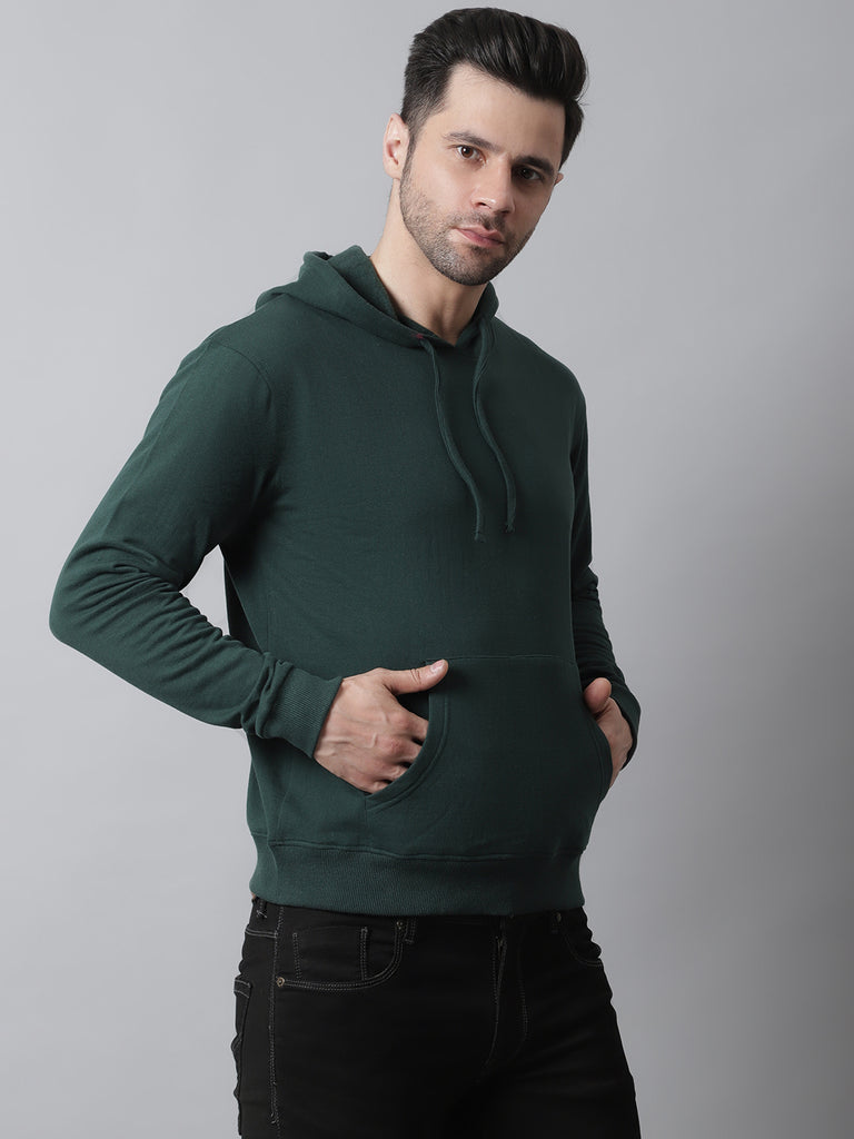 Style Quotient Men Green Hooded Sweatshirt-Men's Sweatshirts-StyleQuotient
