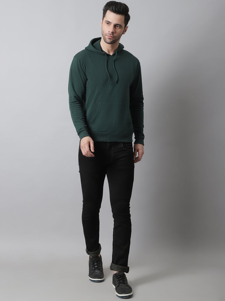 Style Quotient Men Green Hooded Sweatshirt-Men's Sweatshirts-StyleQuotient