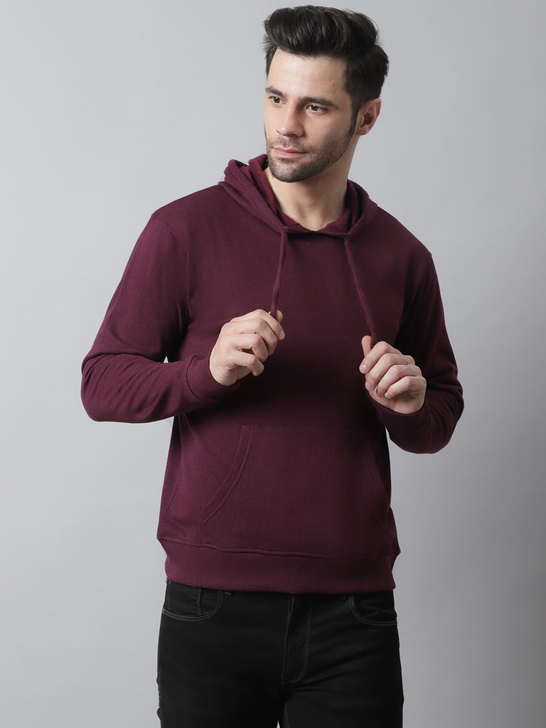 Style Quotient Men Maroon Hooded Sweatshirt-Men's Sweatshirts-StyleQuotient