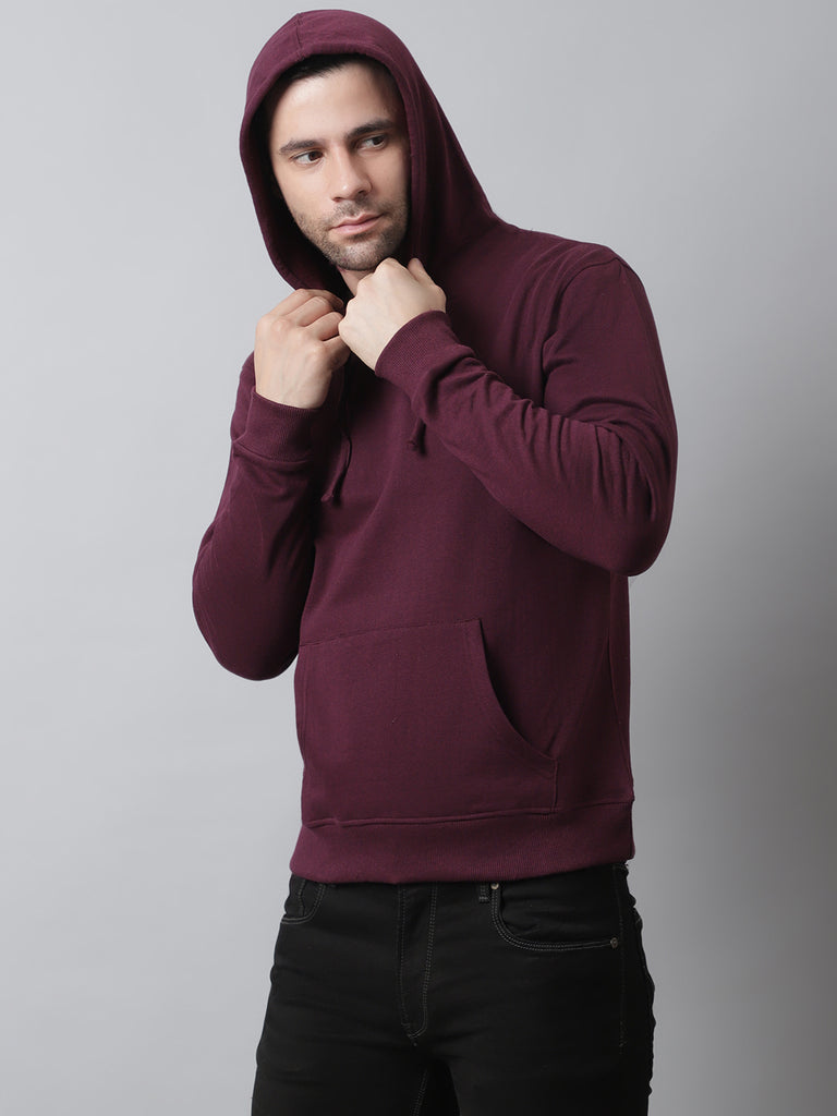 Style Quotient Men Maroon Hooded Sweatshirt-Men's Sweatshirts-StyleQuotient