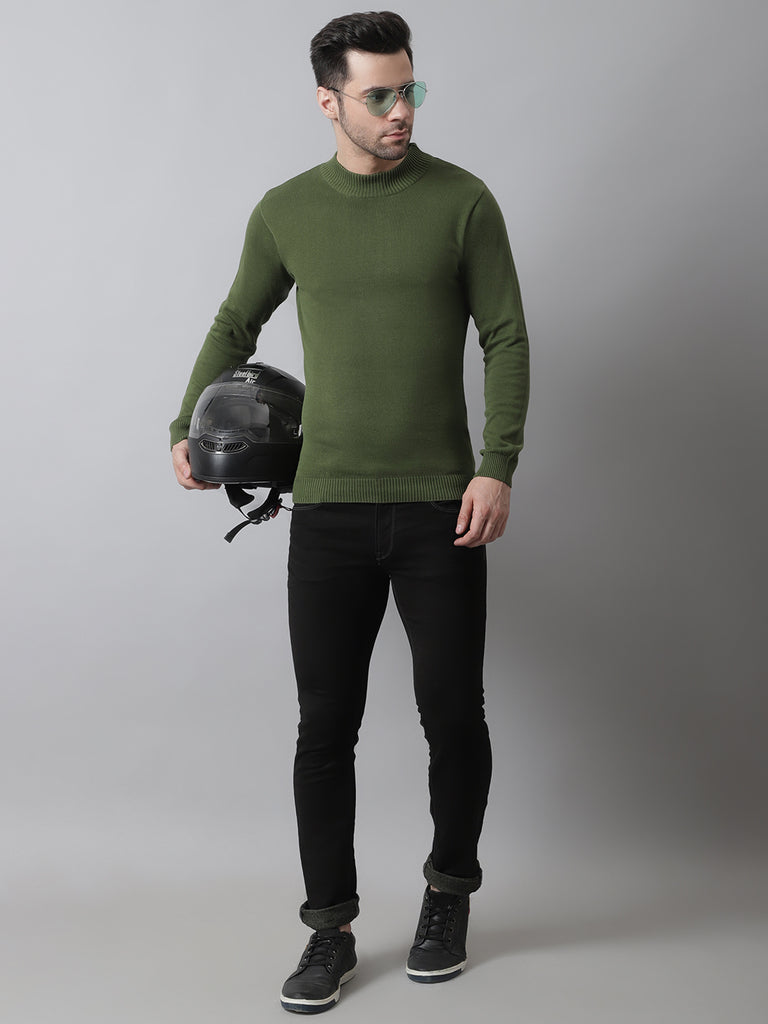 Style Quotient Men Olive Green Sweatshirt-Men's Sweatshirts-StyleQuotient