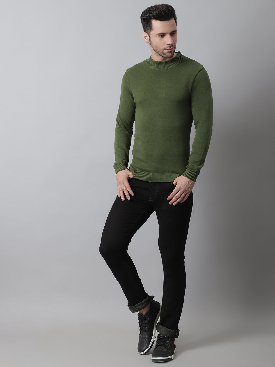 Olive Green Turtleneck Mens Outfit Style Quotient Men Olive Green