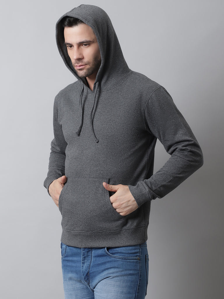 Style Quotient Men Grey Hooded Sweatshirt-Men's Sweatshirts-StyleQuotient