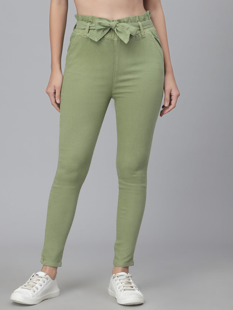 Style Quotient Women Green Slim Fit Trousers-Trousers-StyleQuotient