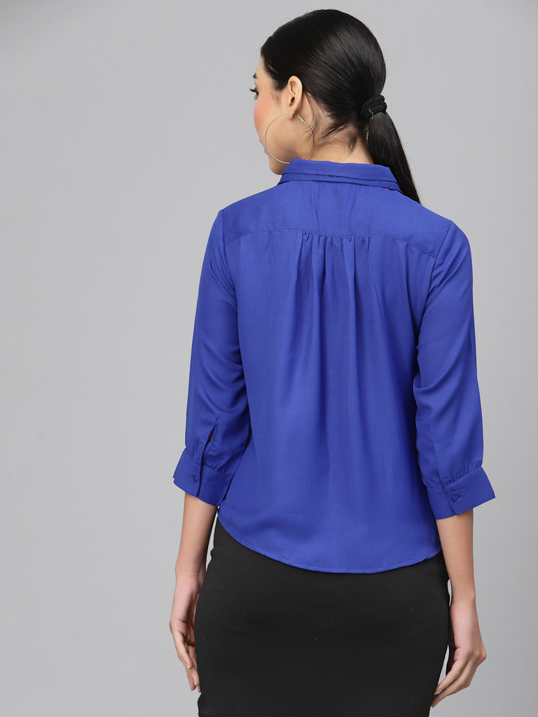 Style Quotient Women Blue Smart Formal Shirt-Shirts-StyleQuotient
