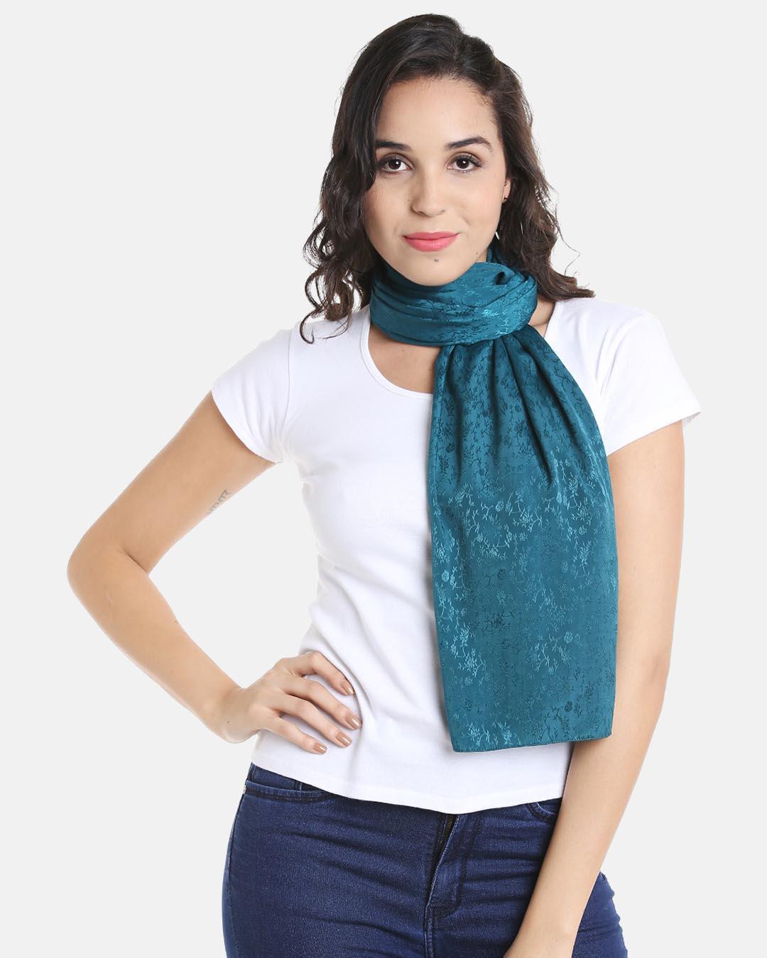 Blue Self-Design Stole-Stoles & Scarves-StyleQuotient