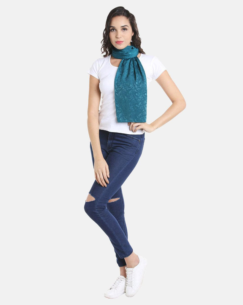 Blue Self-Design Stole-Stoles & Scarves-StyleQuotient