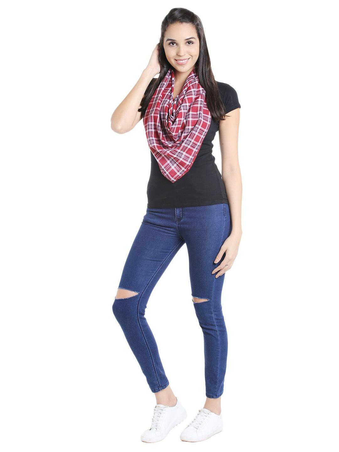 Style Quotient Womens Checked Scarves-Stoles & Scarves-StyleQuotient