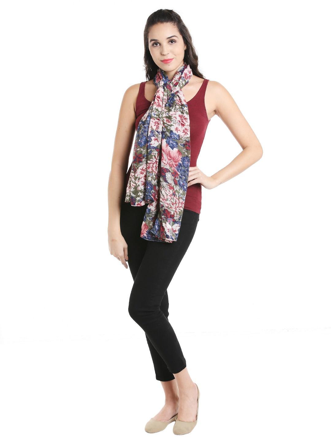 Style Quotient Womens Floral Print Stoles-Stoles & Scarves-StyleQuotient