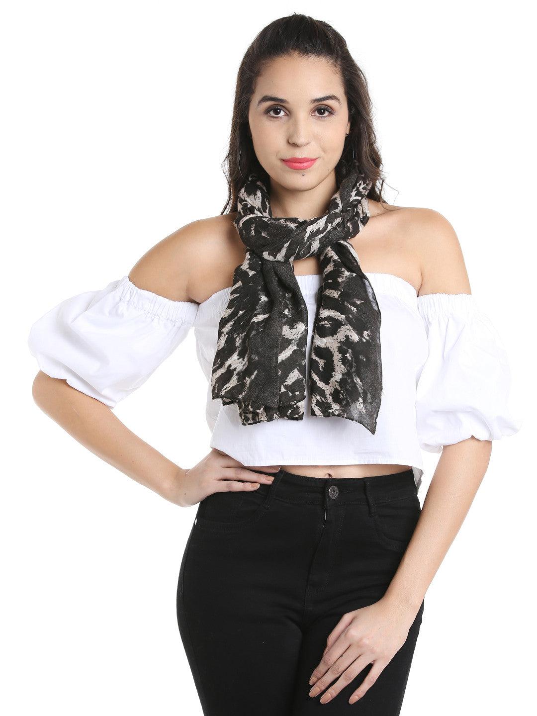 Women Brown & Beige Animal Print Stole-Stoles & Scarves-StyleQuotient