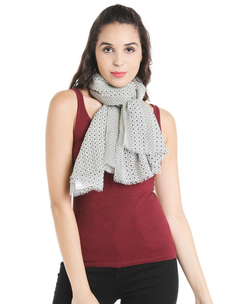 Women Grey Printed Stole-Stoles & Scarves-StyleQuotient