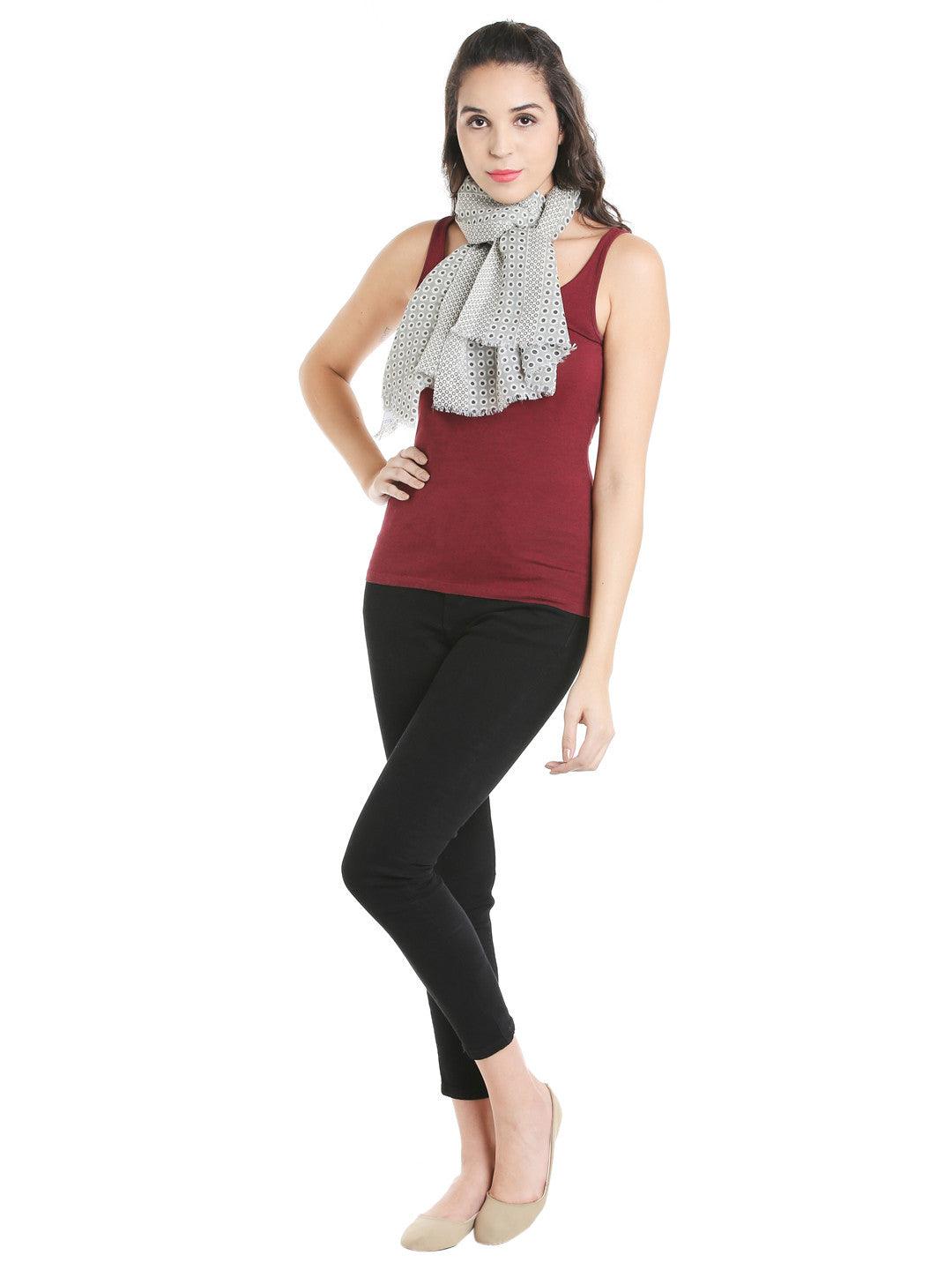 Women Grey Printed Stole-Stoles & Scarves-StyleQuotient