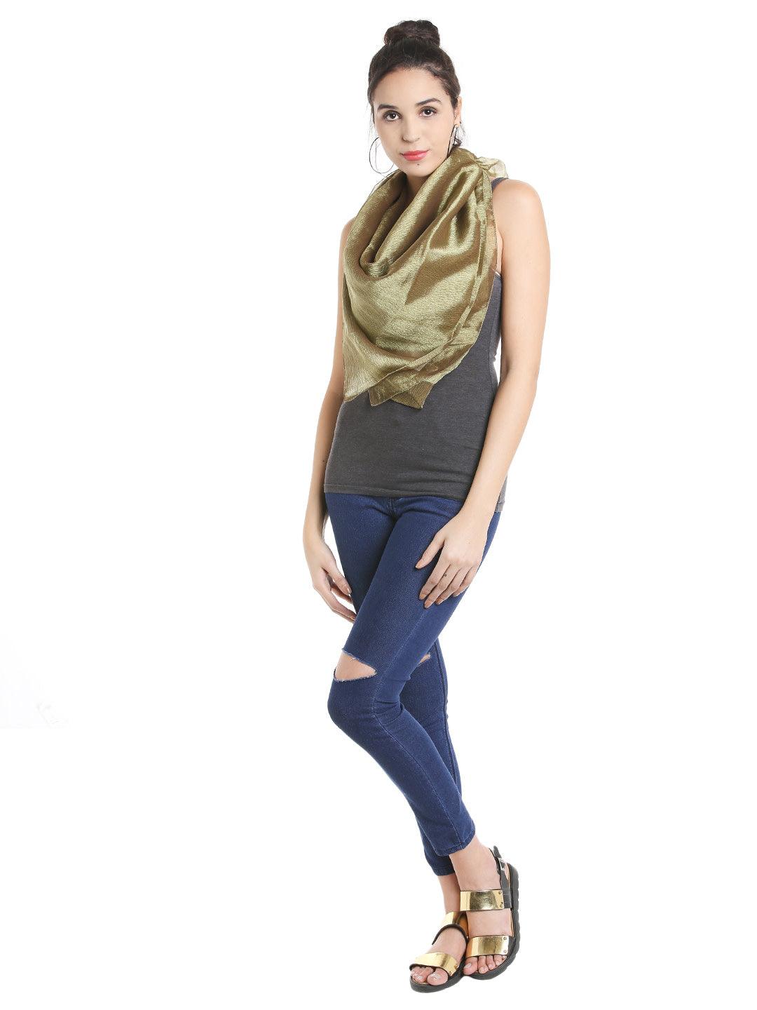 Women Olive Green Stole-Stoles & Scarves-StyleQuotient