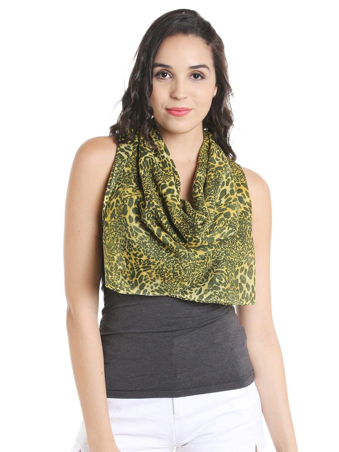 Women Yellow & Black Animal Print Shawl-Shawl-StyleQuotient