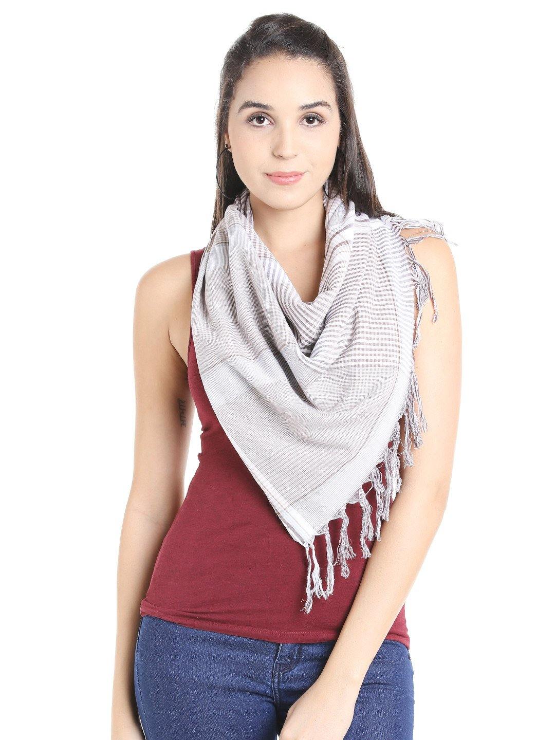 Women Beige Woven Pattern Stole-Stoles & Scarves-StyleQuotient