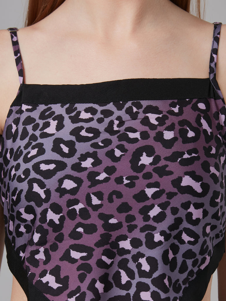 Style Quotient Women Purple And Multi Animal Printed Polyester Crop Smart Casual Handkerchief Top-Tops-StyleQuotient