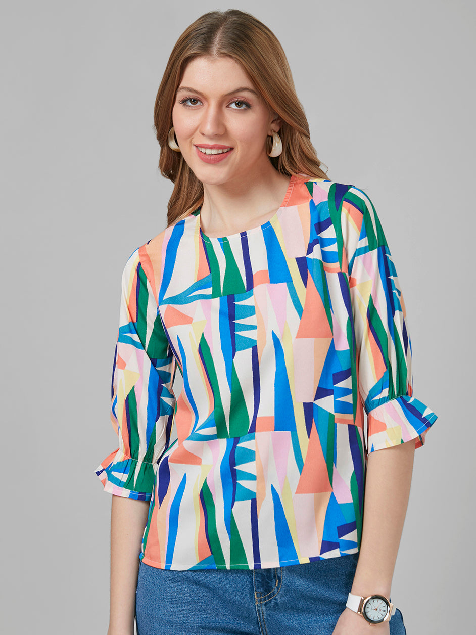 Style Quotient Women Off White Printed Tops-Tops-StyleQuotient