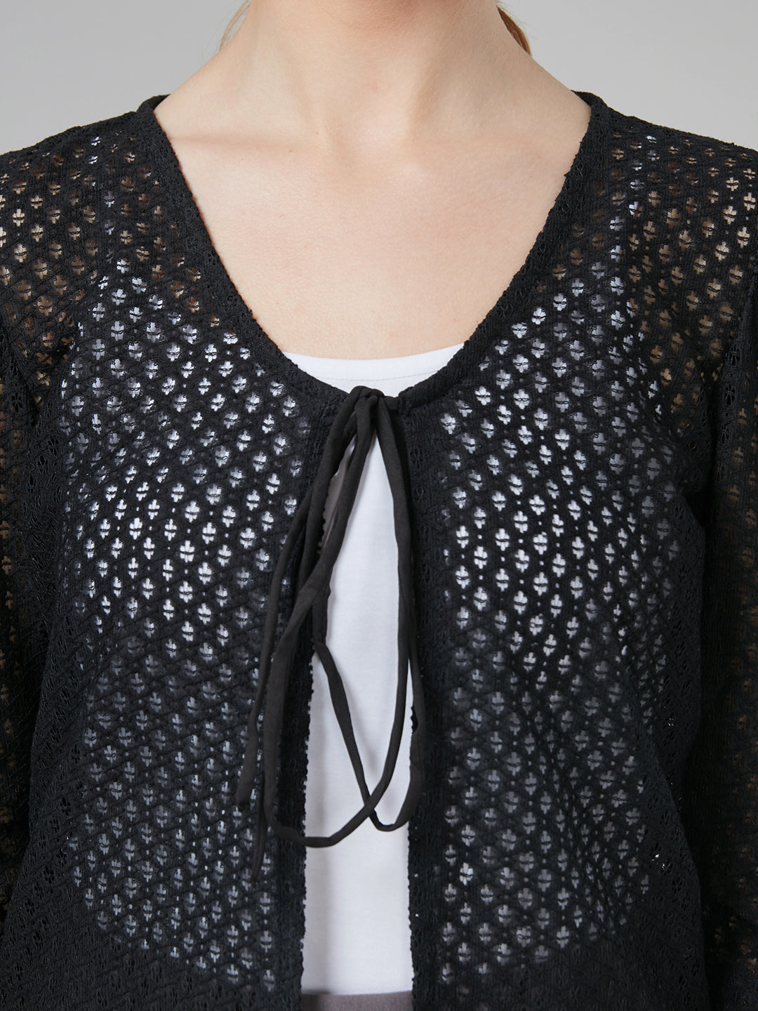 Style Quotient Women Black Self Design Shrug-Shrug-StyleQuotient