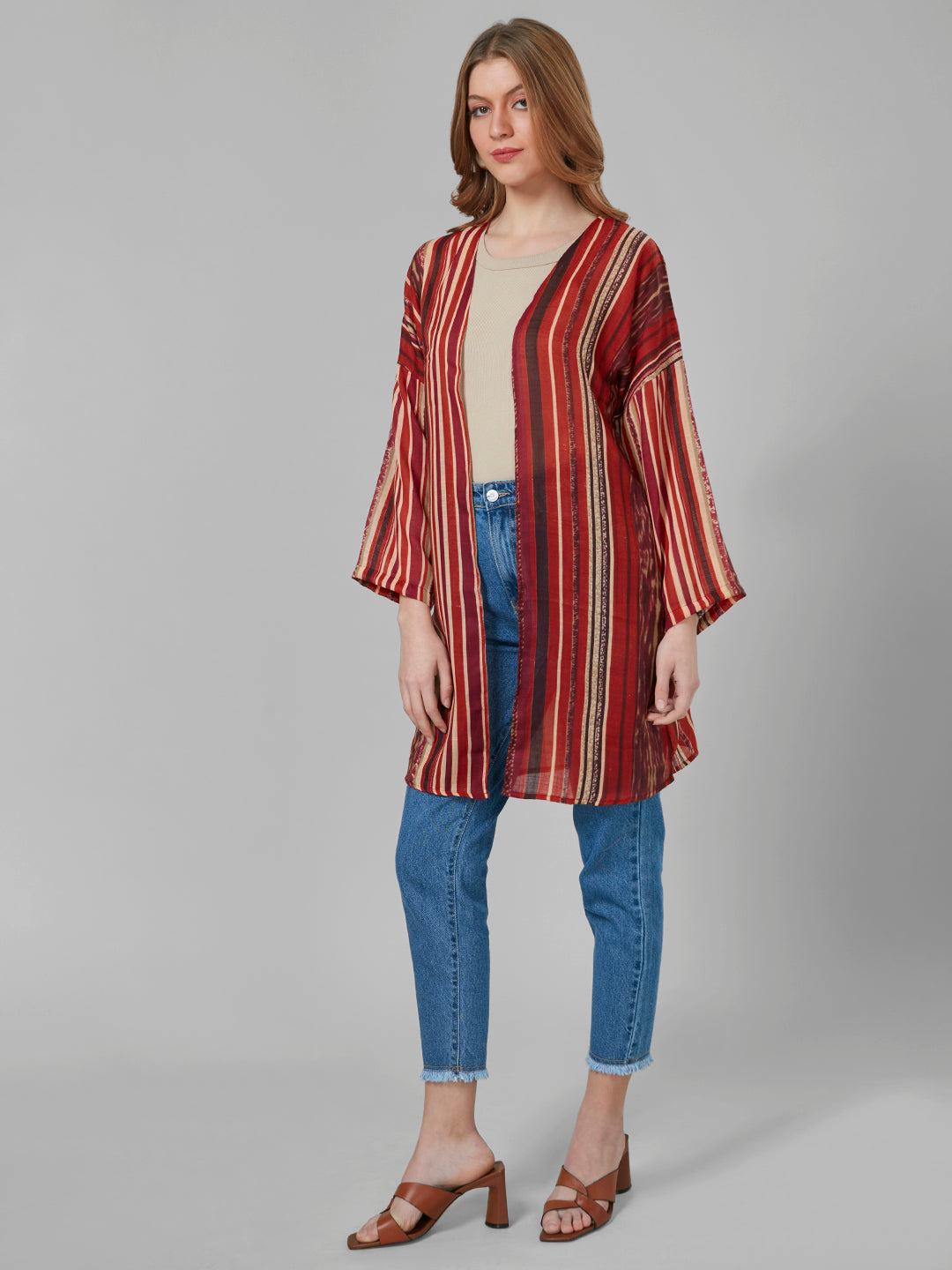 Style Quotient Women Rust Printed Shrug-Shrug-StyleQuotient