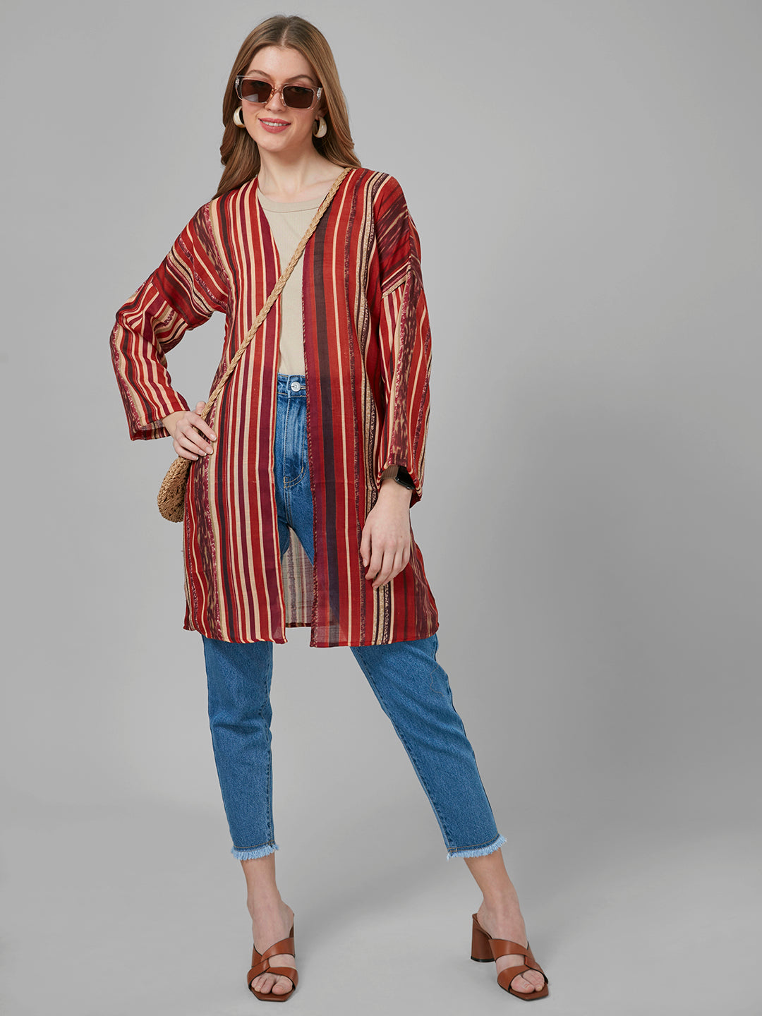 Style Quotient Women Rust Printed Shrug-Shrug-StyleQuotient