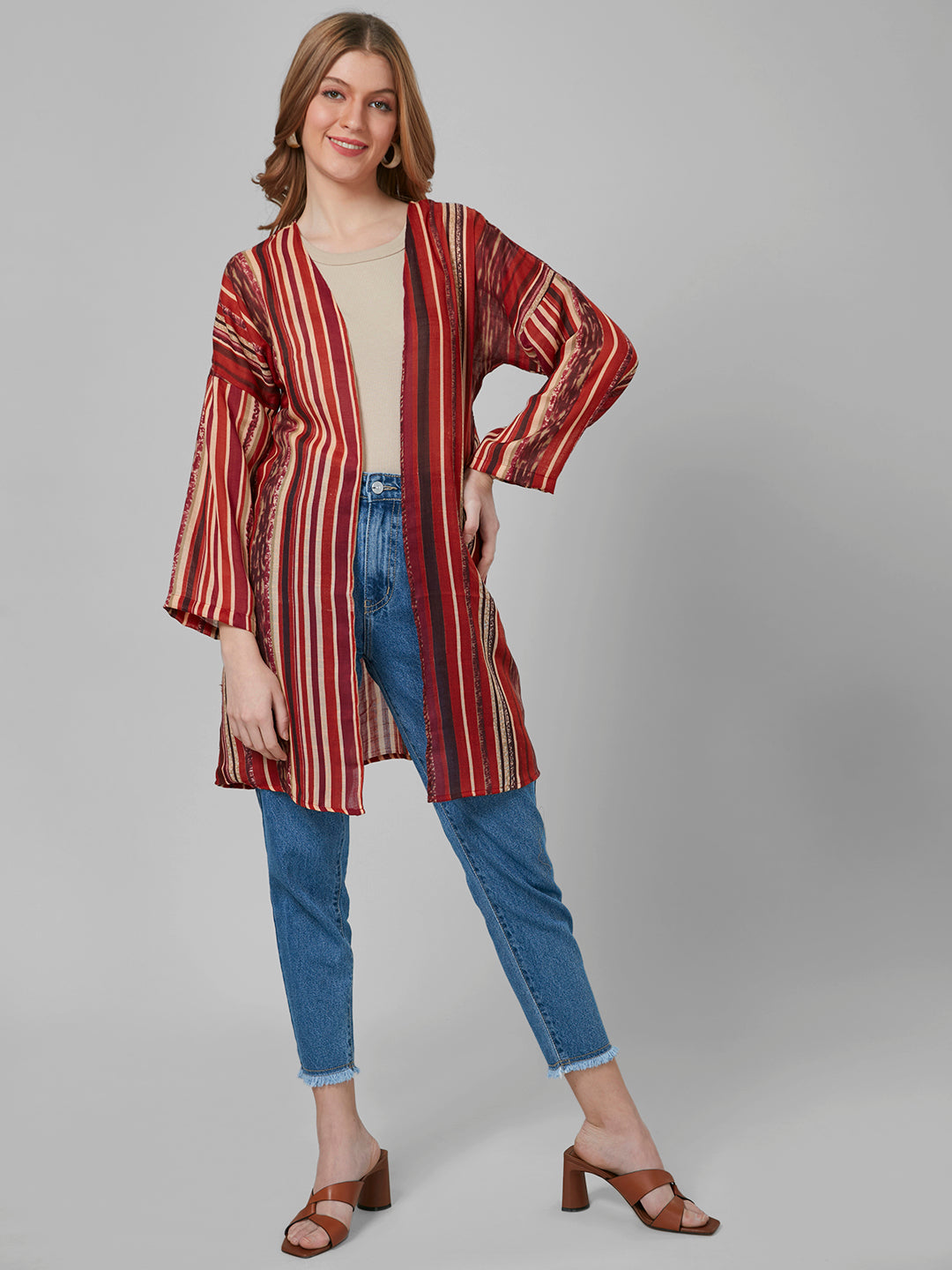 Style Quotient Women Rust Printed Shrug-Shrug-StyleQuotient