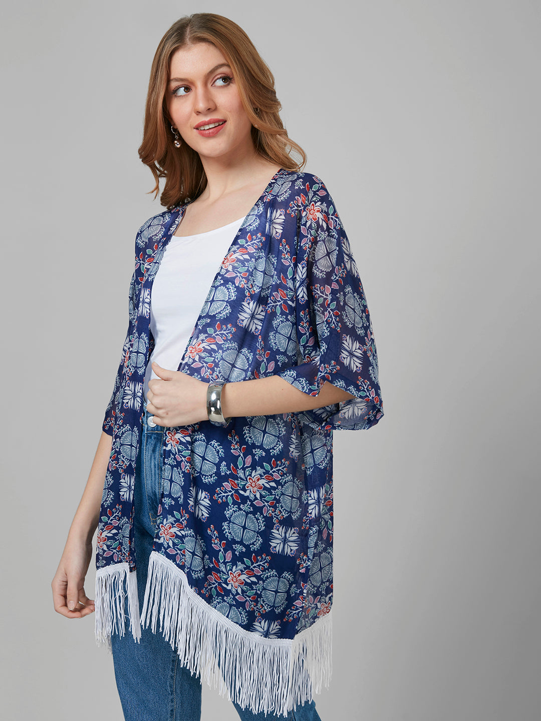 Style Quotient Women Blue Printed Shrug-Shrug-StyleQuotient