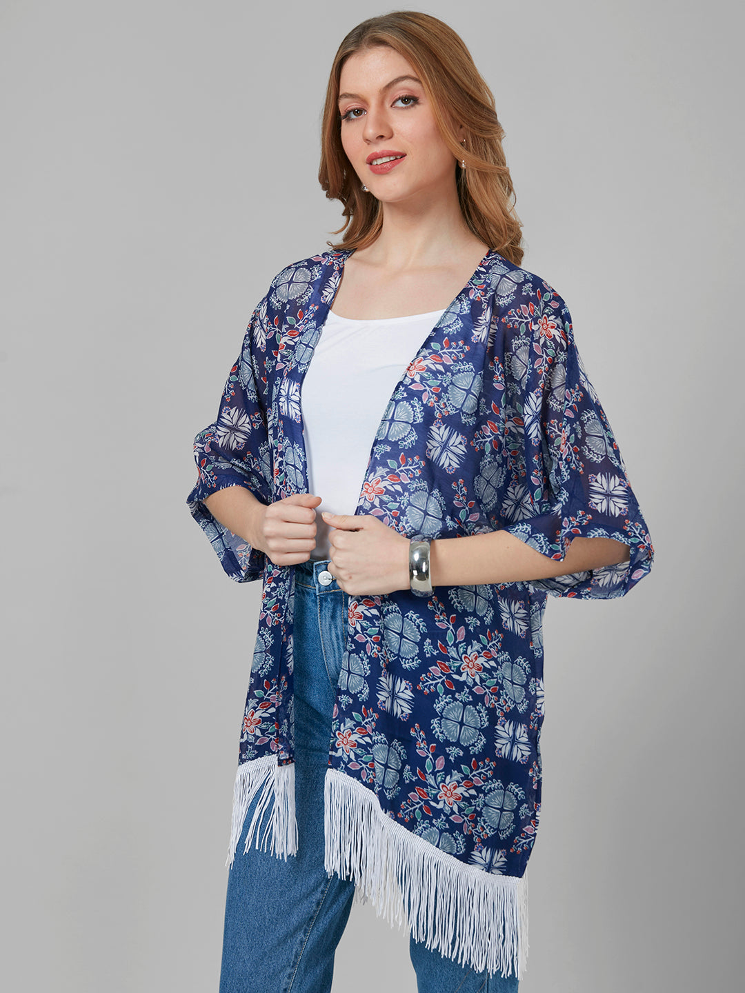 Style Quotient Women Blue Printed Shrug-Shrug-StyleQuotient